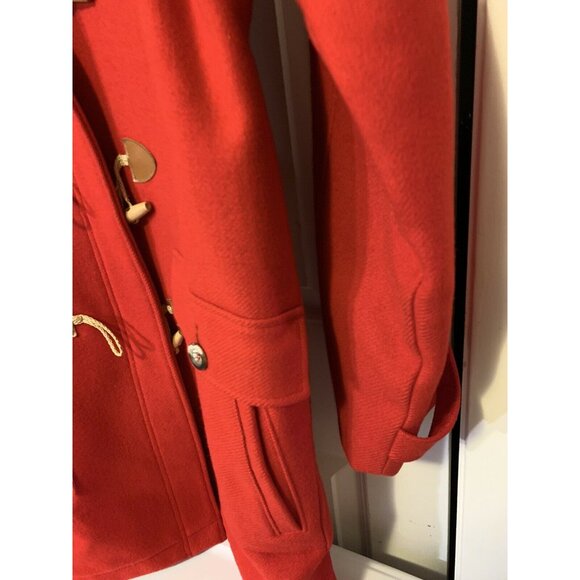 Lands End Hooded Wool Parka Toggle Coat Jacket Navy Red Women’s Sz M MADE IN USA - Picture 4 of 10